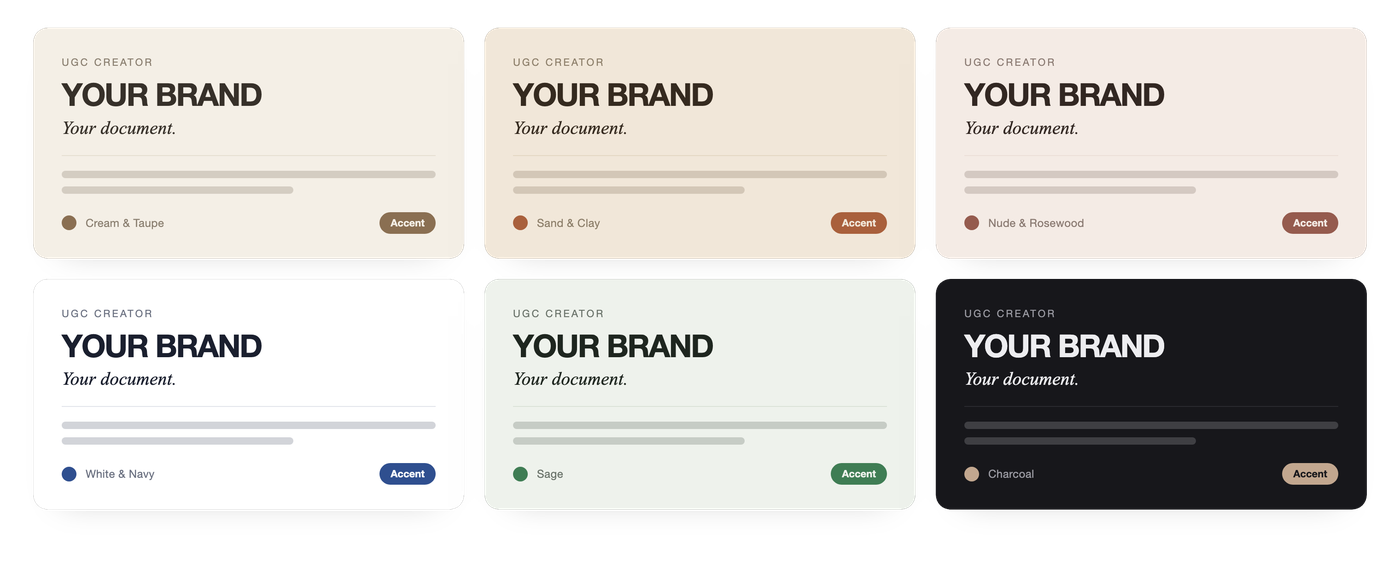 Twelve colour themes to match your brand