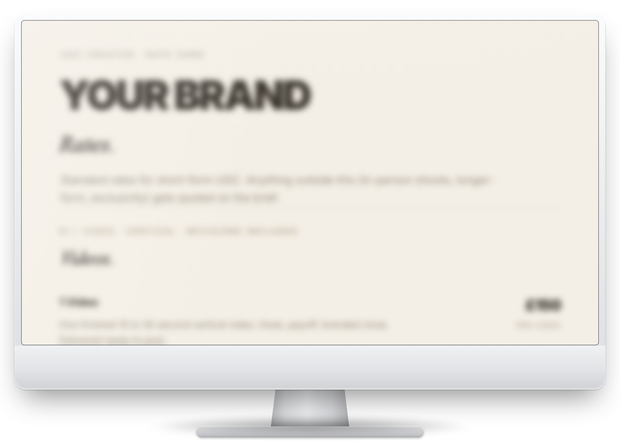Rate card template on an iMac